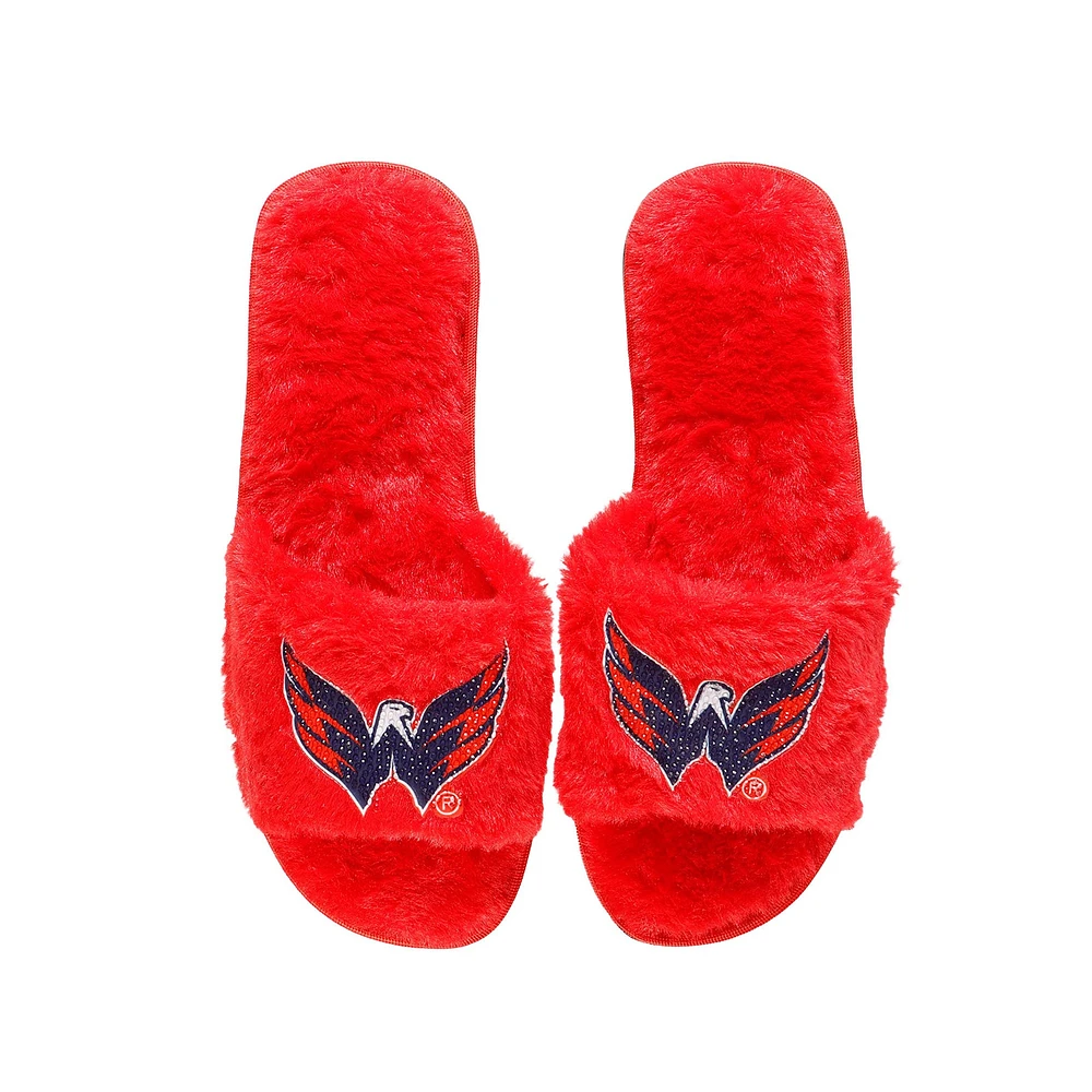 Women's FOCO Red Washington Capitals Rhinestone Fuzzy Slippers