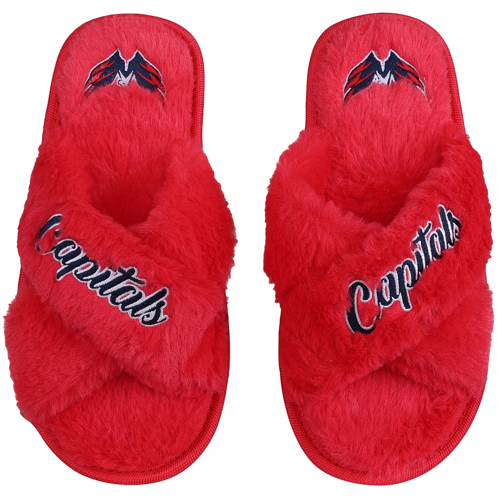 Women's FOCO Washington Capitals Script Cross Slide Slippers