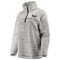 G-III 4Her by Carl Banks pour femme Gris Washington Capitals Sherpa Quarter-Zip Pullover Jacket