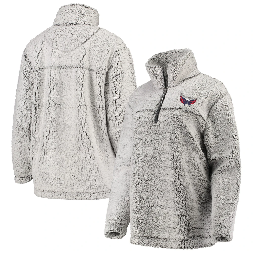 G-III 4Her by Carl Banks pour femme Gris Washington Capitals Sherpa Quarter-Zip Pullover Jacket