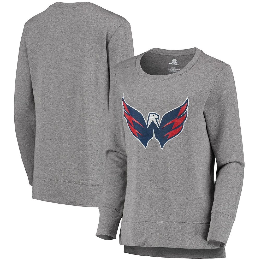 Women's Heathered Gray Washington Capitals Triumph Tri-Blend Long Sleeve T-Shirt