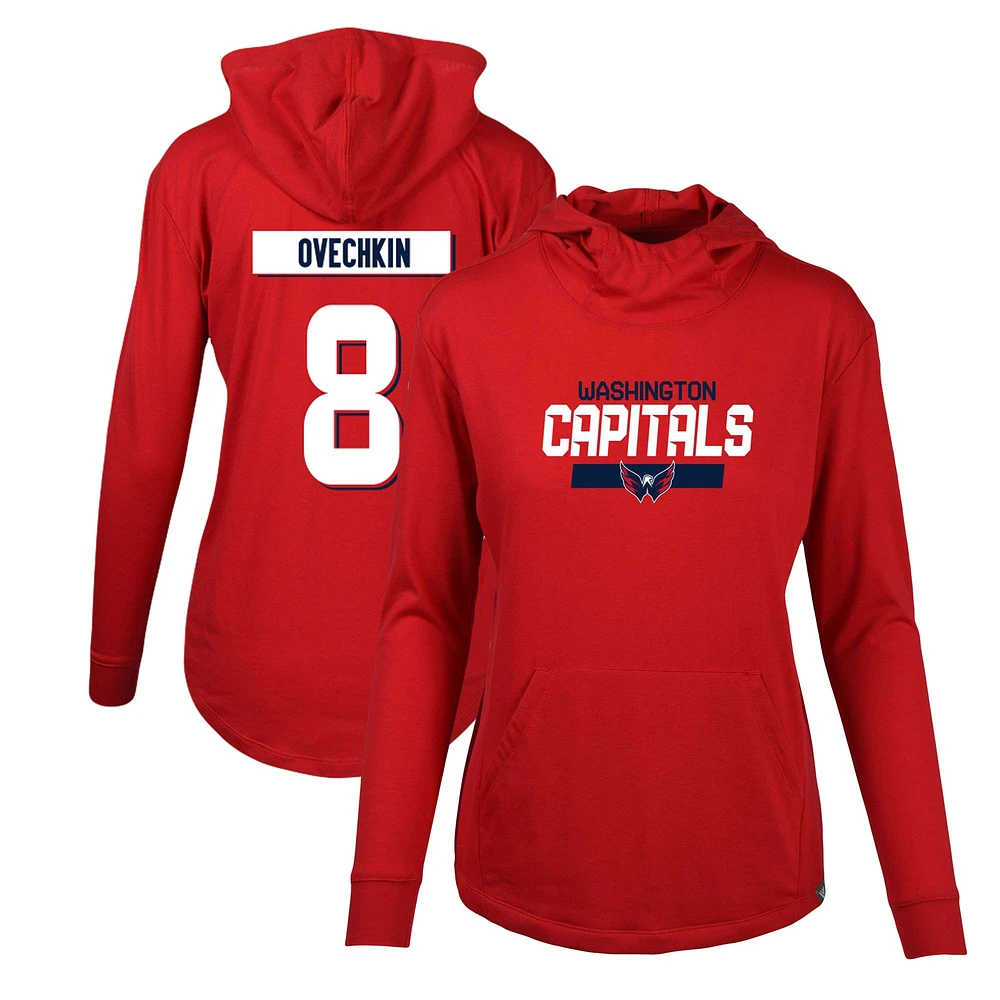 Levelwear pour femmes Alexander Ovechkin Rouge Washington Capitals Vivid Player Name & Number Pull à capuche