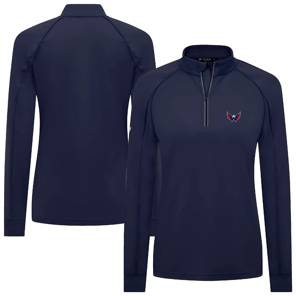 Women's Levelwear Navy Washington Capitals Kinetic Insignia Core Raglan Quarter-Zip Top