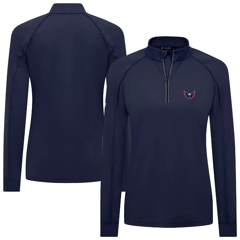Women's Levelwear Navy Washington Capitals Kinetic Insignia Core Raglan Quarter-Zip Top