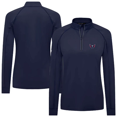 Women's Levelwear Navy Washington Capitals Kinetic Insignia Core Raglan Quarter-Zip Top