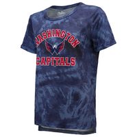 Women's Majestic Threads Navy Washington Capitals Boyfriend Tie-Dye Tri-Blend T-Shirt