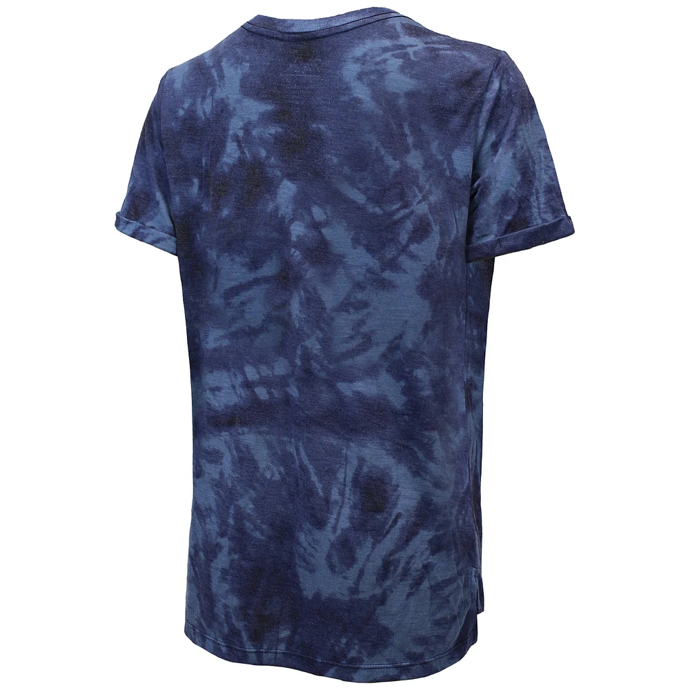 T-shirt bleu marine Majestic Threads pour femmes, petit ami des Capitals de Washington, tie-dye, tri-mélange