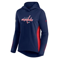 Sweat à capuche Authentic Pro Locker Room bleu marine/rouge pour femme des Washington Capitals