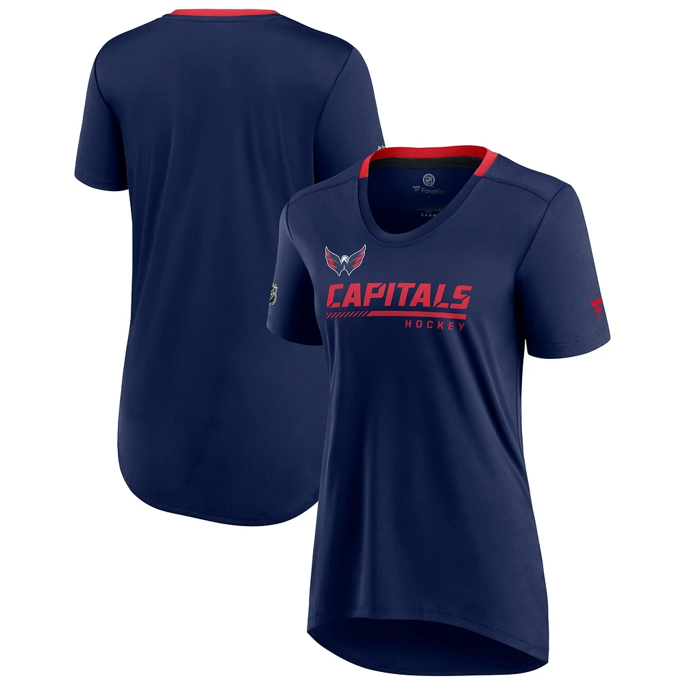 T-shirt authentique Pro Locker Room des Washington Capitals pour femme bleu marine