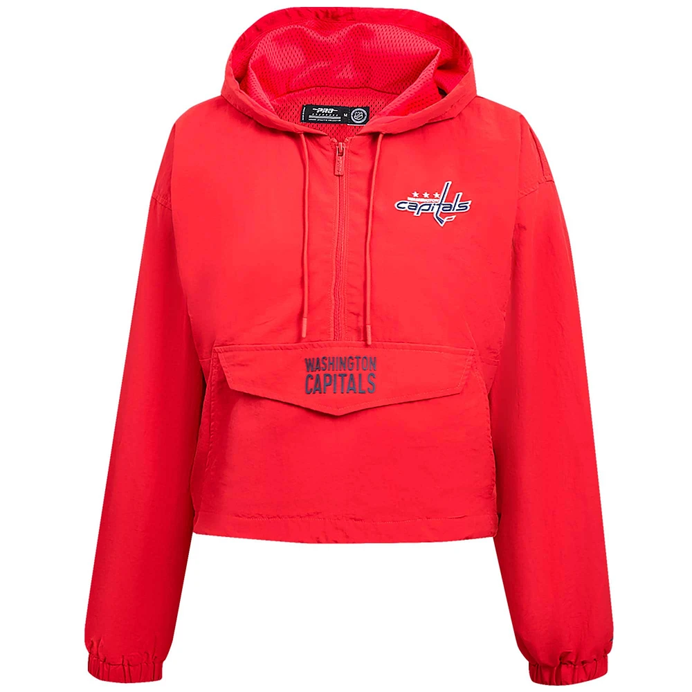 Women's Pro Standard Red Washington Capitals Classic Cropped Half-Zip Wind Jacket