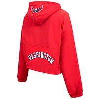 Women's Pro Standard Red Washington Capitals Classic Cropped Half-Zip Wind Jacket