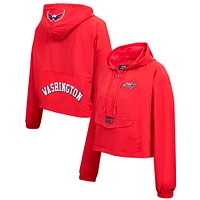 Women's Pro Standard Red Washington Capitals Classic Cropped Half-Zip Wind Jacket