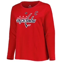 Women's Profile Alexander Ovechkin Red Washington Capitals Plus Distressed Printed Name & Number Long Sleeve T-Shirt