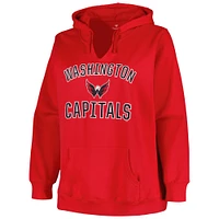 Women's Profile Red Washington Capitals Plus Arch Over Logo Pullover Hoodie