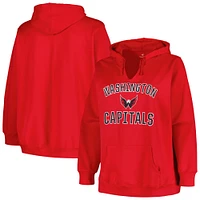 Women's Profile Red Washington Capitals Plus Arch Over Logo Pullover Hoodie