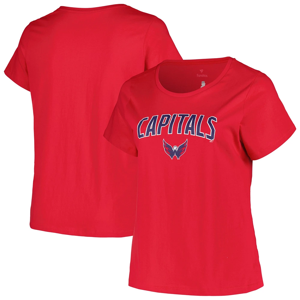 T-shirt rouge avec logo en forme d'arche pour femme, grande taille, des Capitals de Washington