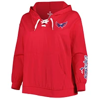 Chandail à capuchon rouge lacets Washington Capitals grande taille pour femme