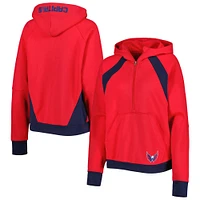 Women's Starter Red Washington Capitals Wishbone Half-Zip Hoodie