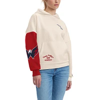 Sweat à capuche Tommy Hilfiger crème/rouge Washington Capitals Harriet pour femmes