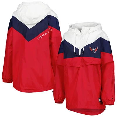 Coupe-vent à demi-zip Tommy Hilfiger Washington Capitals Staci pour femme, bleu marine/rouge