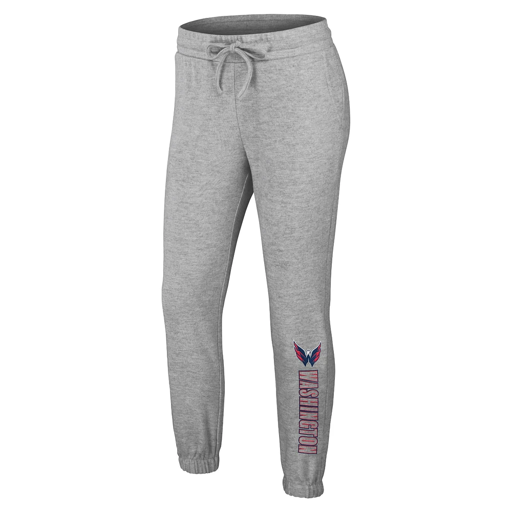 Women's WEAR by Erin Andrews Heather Gray Washington Capitals Knit Long Sleeve Tri-Blend T-Shirt & Pants Sleep Set