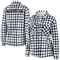 Women's WEAR by Erin Andrews Oatmeal Washington Capitals Plaid Button-Up Shirt Jacket