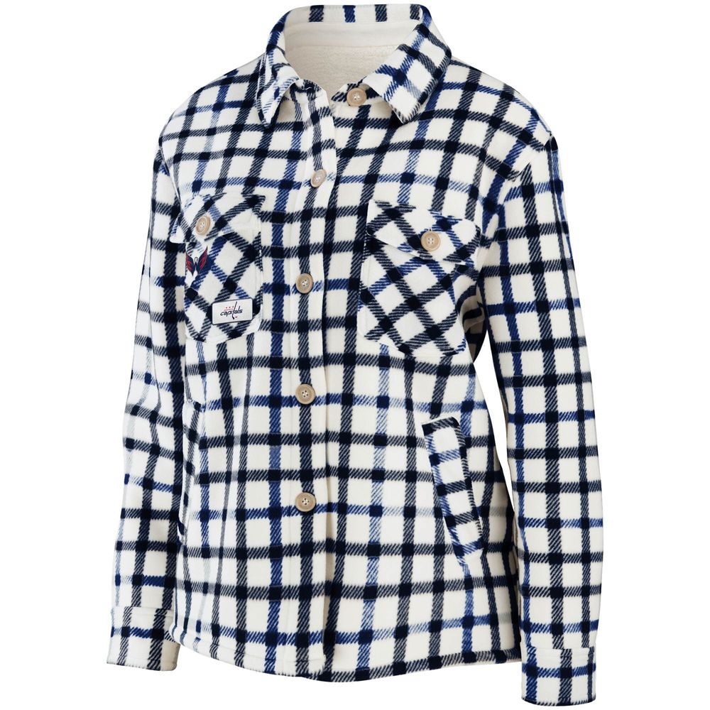 Women's WEAR by Erin Andrews Oatmeal Washington Capitals Plaid Button-Up Shirt Jacket