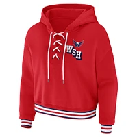 Women's WEAR by Erin Andrews Red Washington Capitals Lace-Up Pullover Hoodie