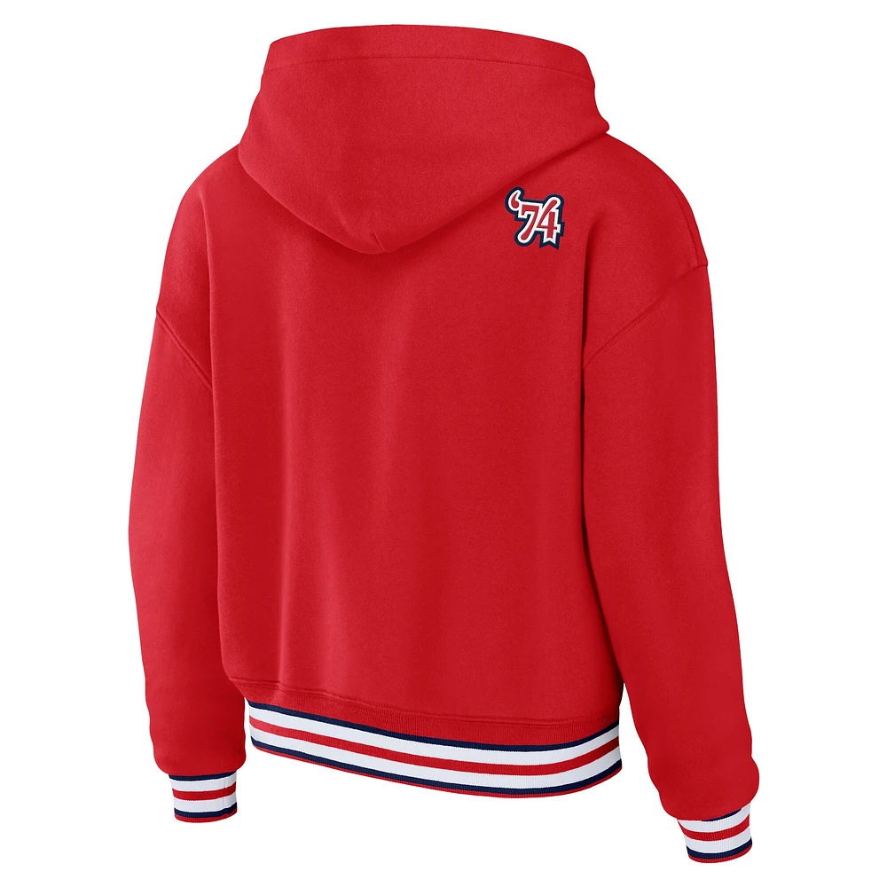 Women's WEAR by Erin Andrews Red Washington Capitals Lace-Up Pullover Hoodie