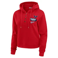 Women's WEAR by Erin Andrews  Red Washington Capitals Waffle-Knit Pullover Hoodie