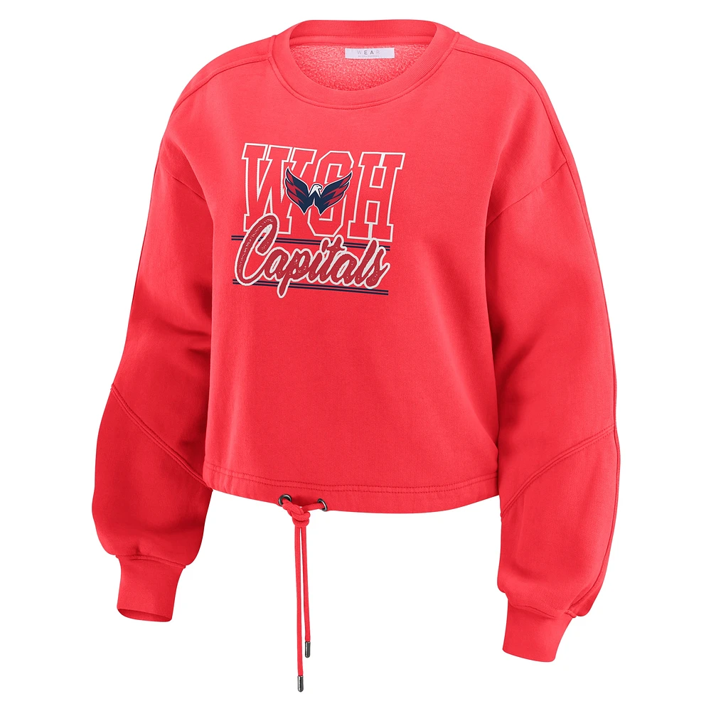 Women's WEAR by Erin Andrews Red Washington Capitals Washed Fleece Sweatshirt & Shorts Lounge Set