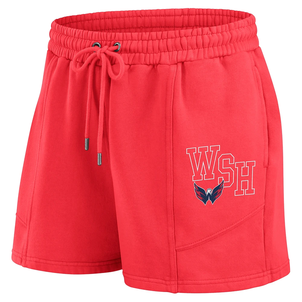 Women's WEAR by Erin Andrews Red Washington Capitals Washed Fleece Sweatshirt & Shorts Lounge Set