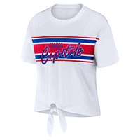 WEAR by Erin Andrews T-shirt blanc avec nœud sur le devant des Capitals de Washington pour femmes