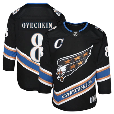 Maillot de joueur alternatif du 50e anniversaire des Capitals Washington Alexander Ovechkin noir pour les jeunes