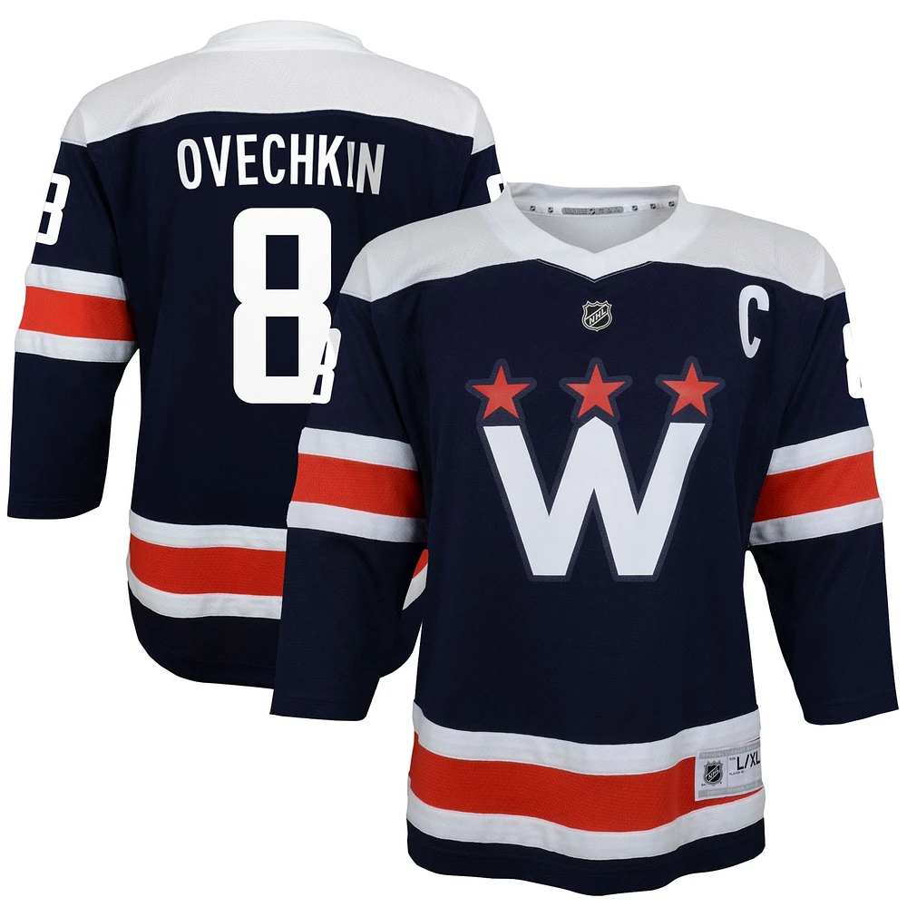 Youth Alexander Ovechkin Navy Washington Capitals 2020/21 Alternate Replica Player