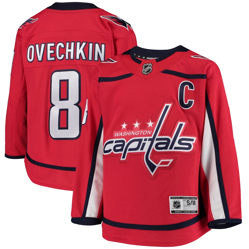 Maillot de joueur à domicile rouge Alexander Ovechkin pour jeunes des Washington Capitals