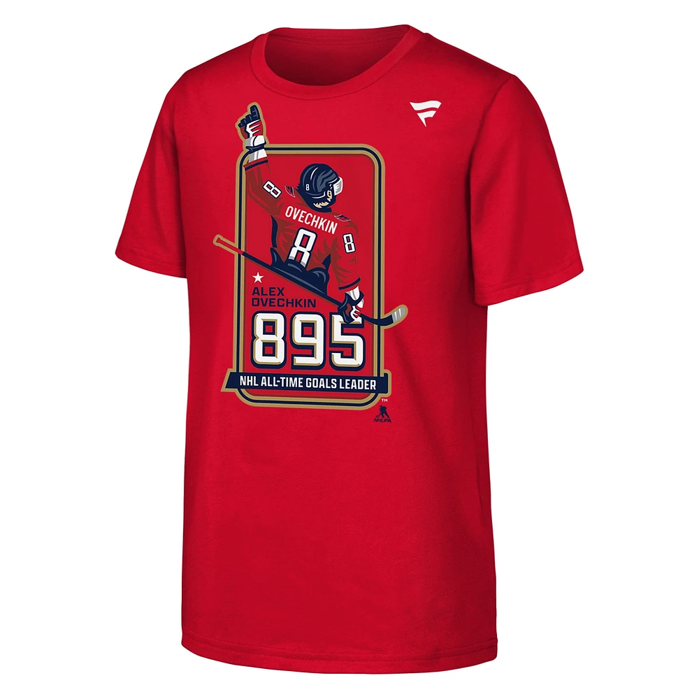 Youth Alexander Ovechkin Red Washington Capitals NHL All-Time Leading Goal Scorer Locker Room T-Shirt