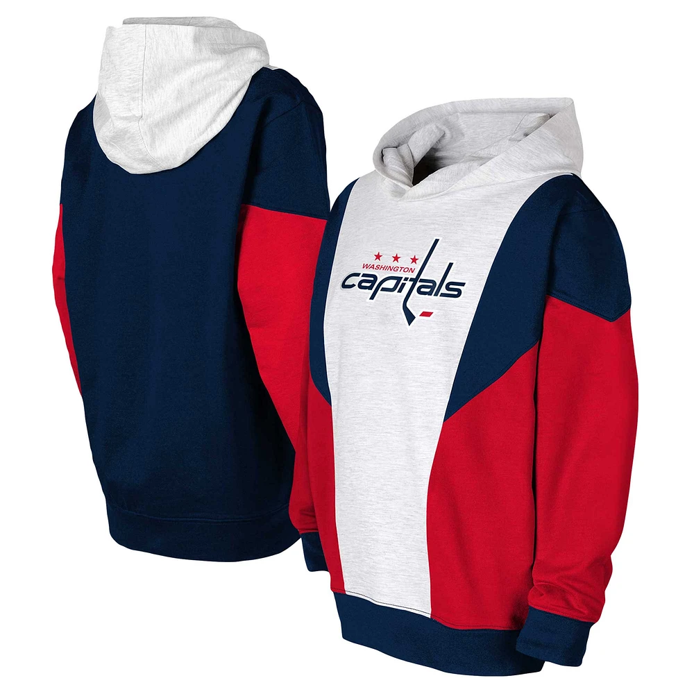 Sweat à capuche en polaire pour jeunes Ash/Navy Washington Capitals Champion League