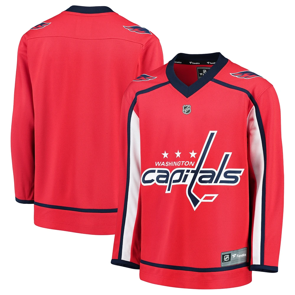 Maillot vierge de réplique à domicile rouge des Capitals Washington Fanatics pour jeunes