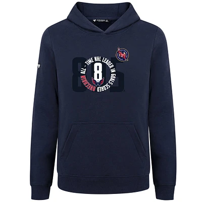 Pull à capuche bleu marine Alexander Ovechkin des Capitals de Washington la LNH, meilleur buteur tous les temps, nom et numéro scène, pour jeunes