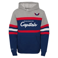 Chandail à capuchon d'entraîneur-chef des Capitals de Washington Mitchell & Ness pour jeunes, bleu marine