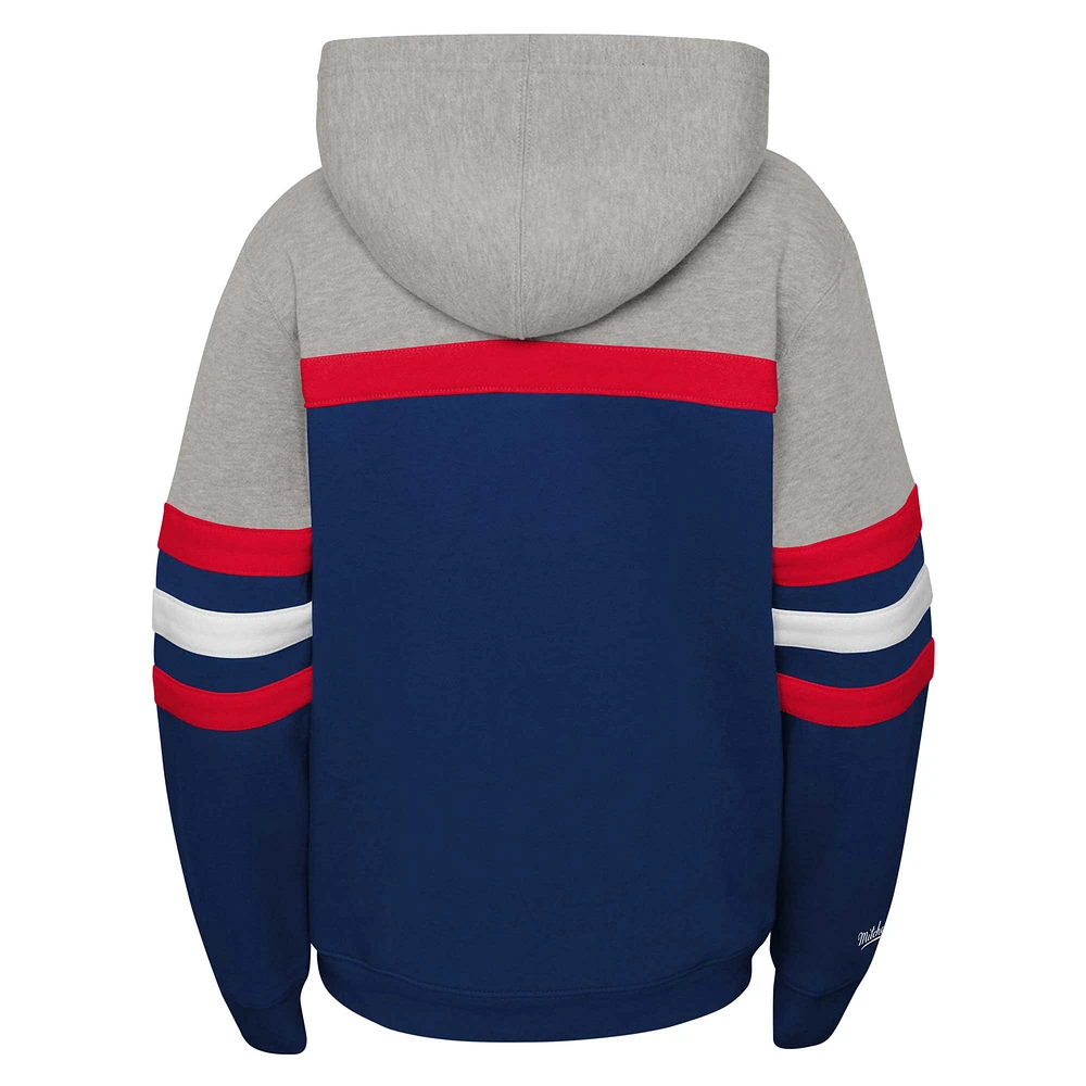 Chandail à capuchon d'entraîneur-chef des Capitals de Washington Mitchell & Ness pour jeunes, bleu marine