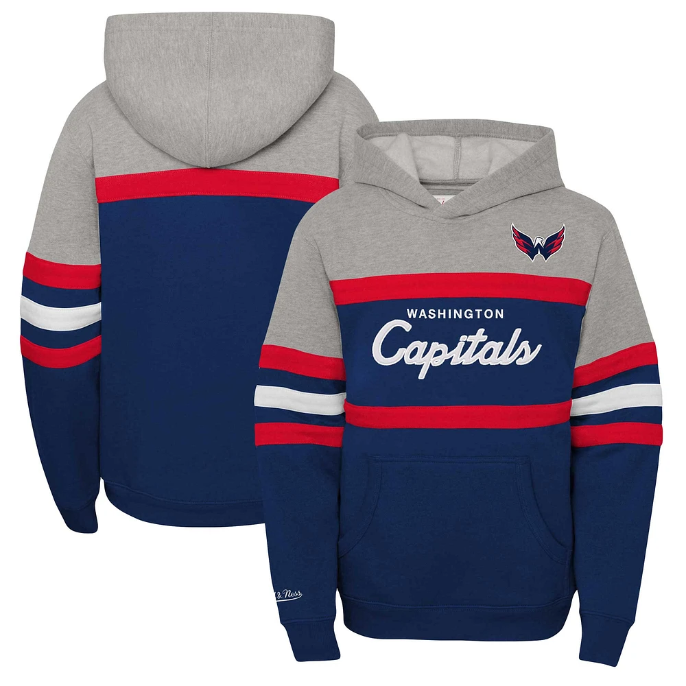 Chandail à capuchon d'entraîneur-chef des Capitals de Washington Mitchell & Ness pour jeunes, bleu marine