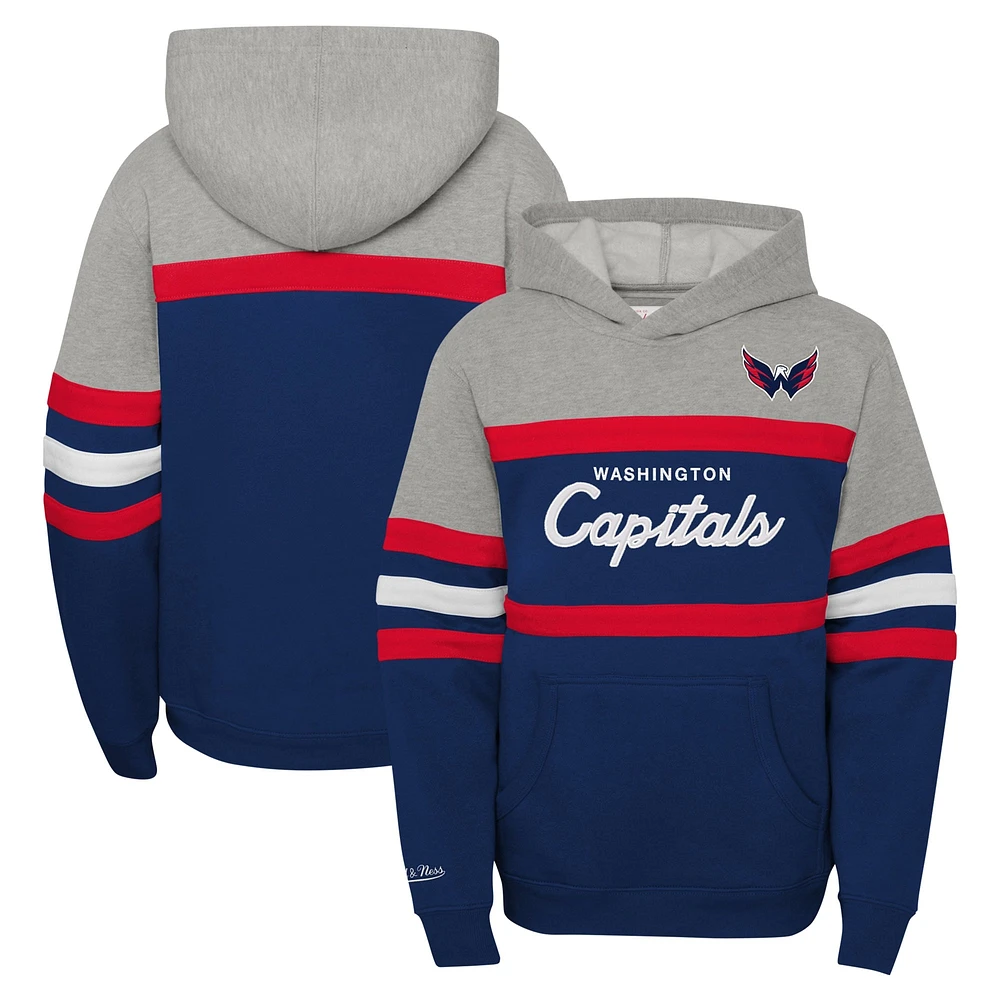 Chandail à capuchon gris Mitchell & Ness pour entraîneur-chef des Capitals de Washington jeunes