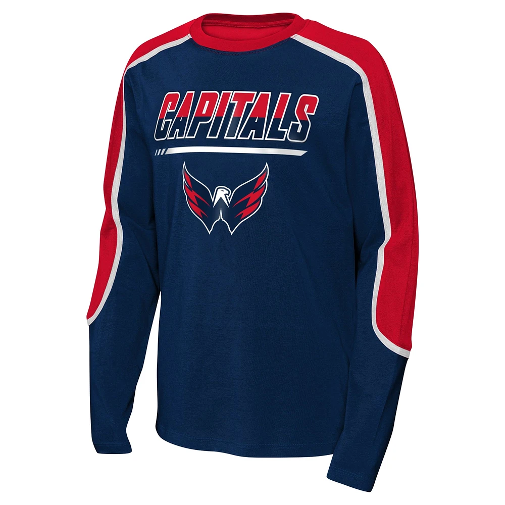 Youth Navy/Red Washington Capitals Pro Assist Long Sleeve T-Shirt