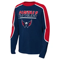 T-shirt à manches longues Pro Assist des Washington Capitals pour jeunes, bleu marine/rouge