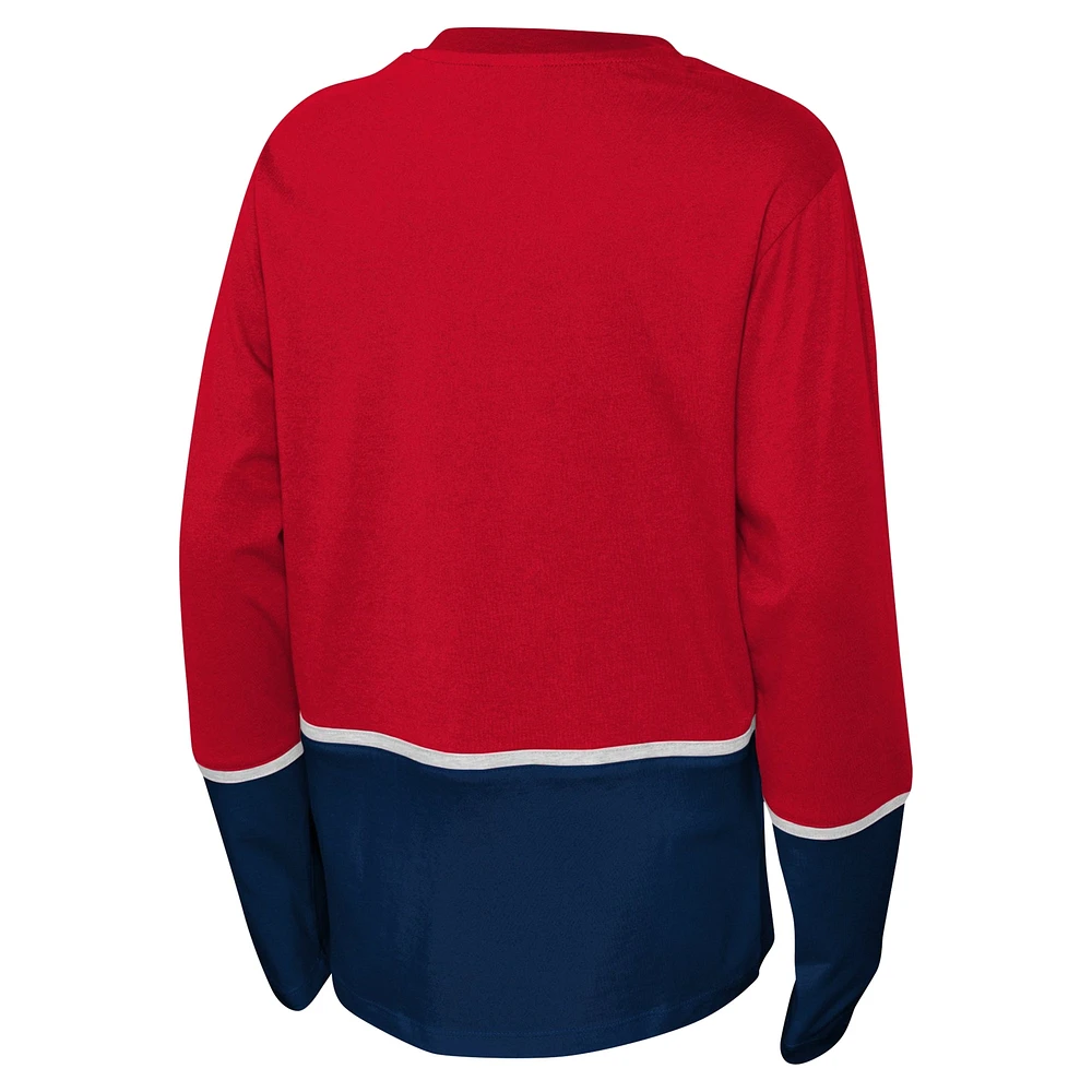 Youth Navy/Red Washington Capitals Pro Assist Long Sleeve T-Shirt