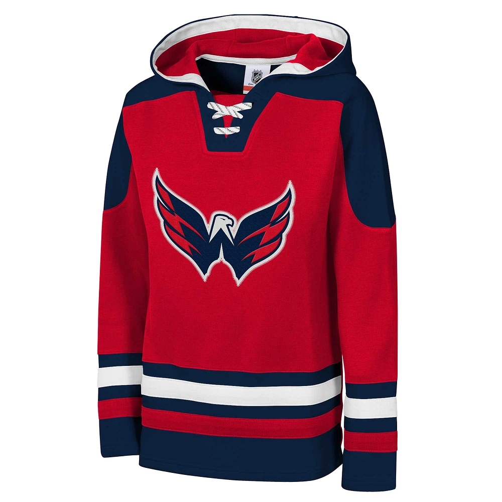 Youth Red Washington Capitals Ageless Must Have Home V-Neck Pullover Hoodie