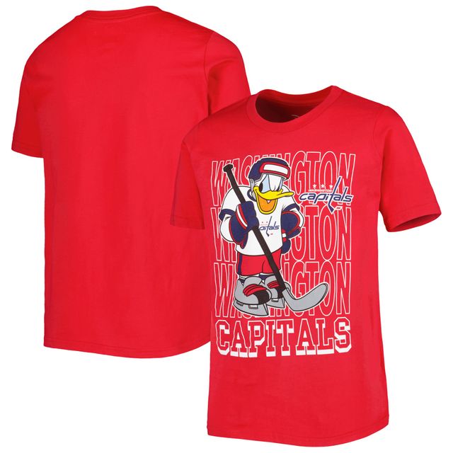 T-shirt Disney Donald Duck Three-Peat Capitals de Washington rouge pour jeune