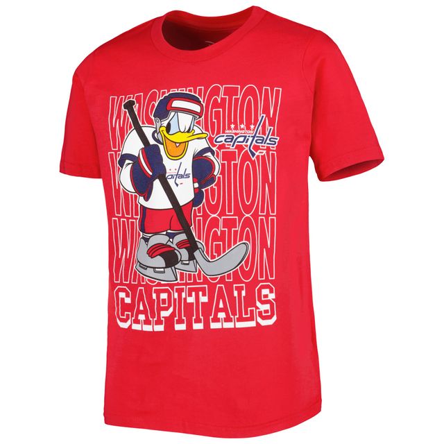 T-shirt Disney Donald Duck Three-Peat Capitals de Washington rouge pour jeune